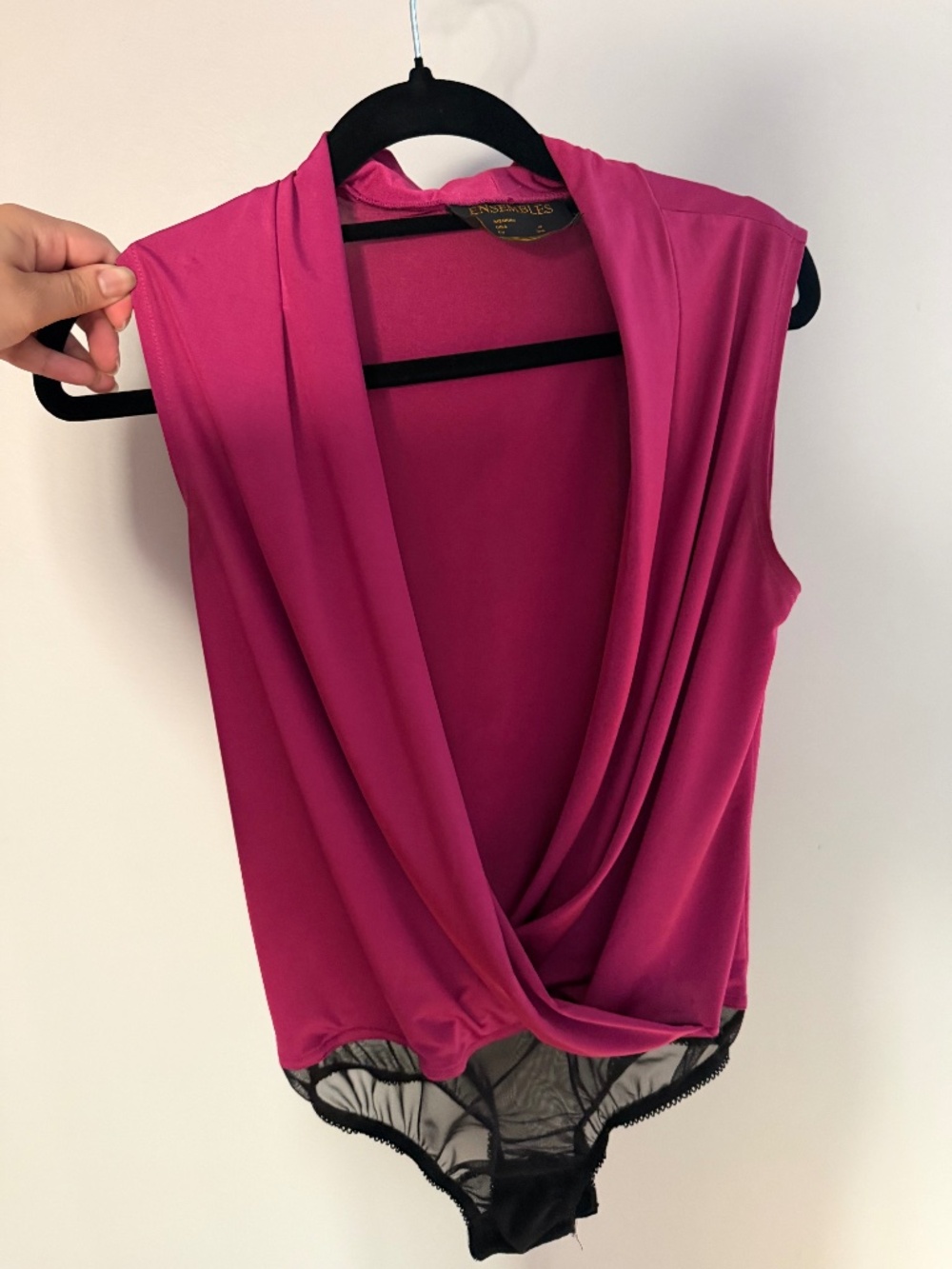 Vintage Pink Ensembles deep v-neck blouse Bodysuit. $45